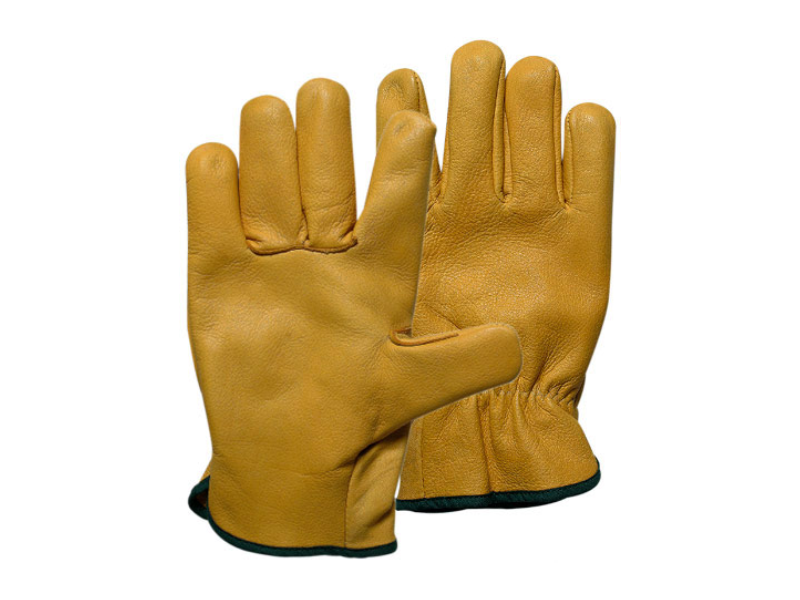 wearing safety gloves